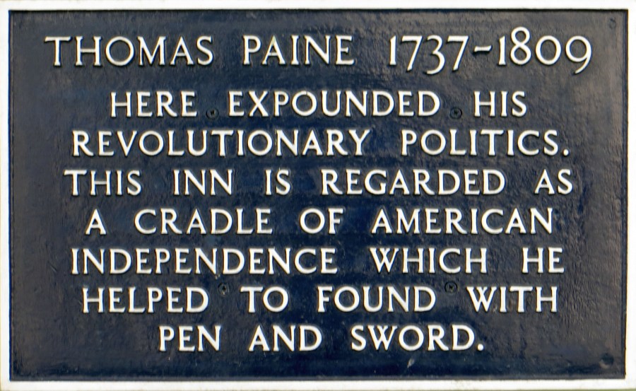 Plaque dedicated to Thomas Paine
