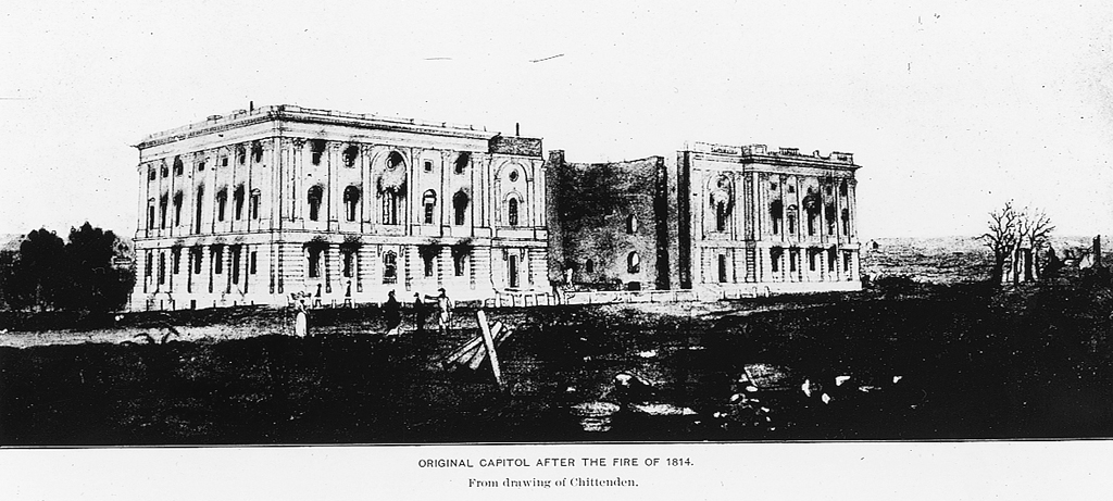 The U.S. capitol in 1814 after the burning.