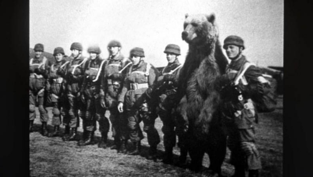 Wojtek standing at attention